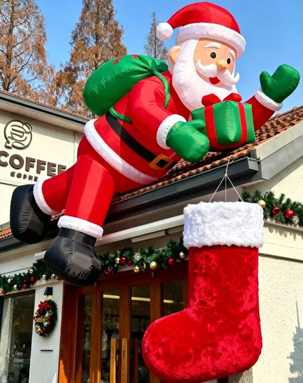 Decoración Inflable de Santa Claus de Alta Calidad con Luces LED, Impermeable y Resistente a la Intemperie, Bomba de Aire Eléctrica para Promoción de Eventos