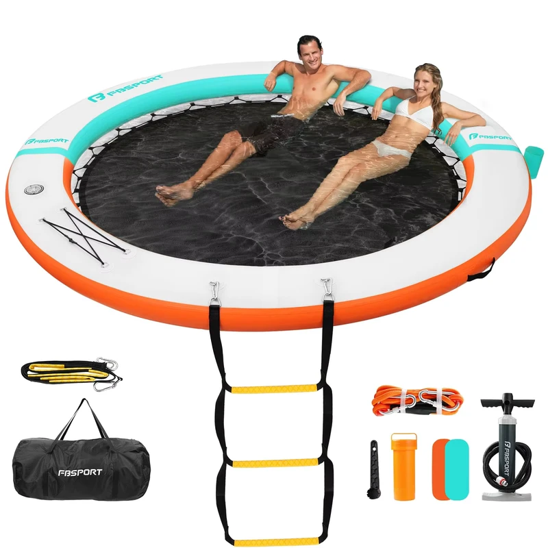 Flotadores de malla de verano de alta calidad, 8 pies de grosor, flotador redondo inflable, hamaca de agua para fiestas en ríos y playas