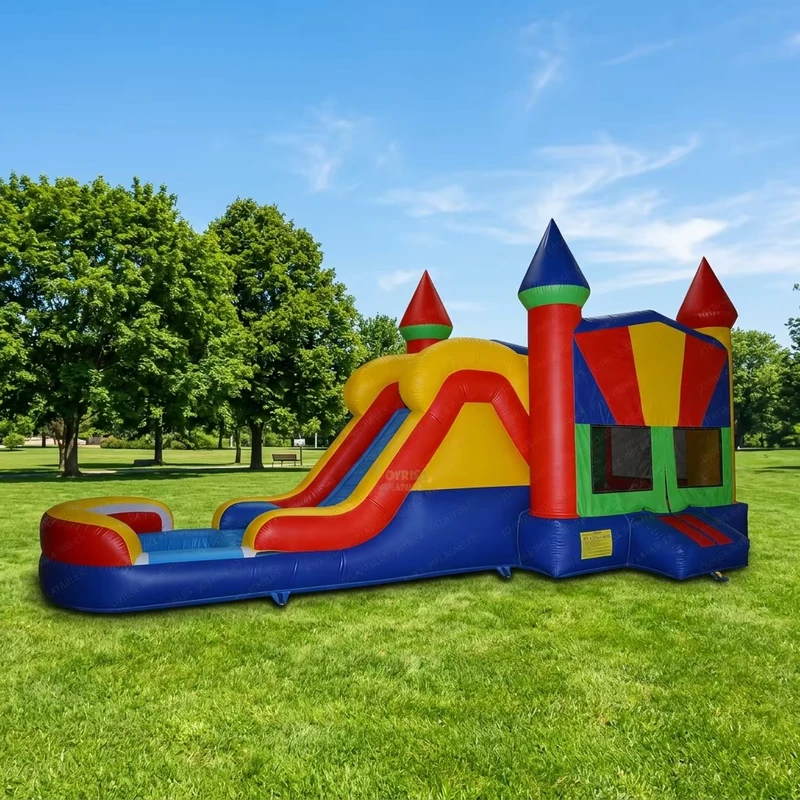 Castillo Inflable Combo Húmedo Seco de Alta Calidad Dos Carriles Castillo Inflable Comercial para Niños con Piscina