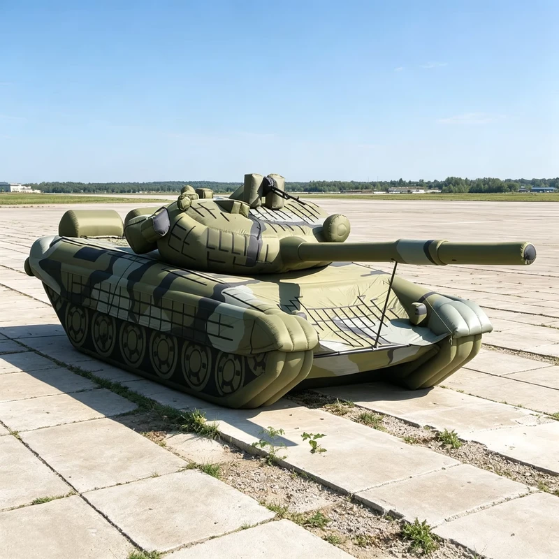 High Simulation Inflatable Tank Air Defense Model Decoy with Waterproof & Durable PVC Material for Outdoor Exercises