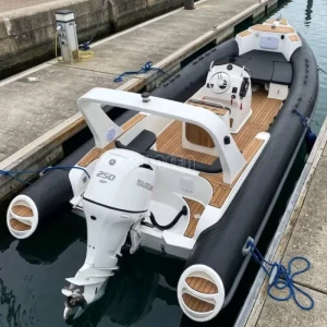 High Speed 7.6m Hypalon PVC RIB760 Boat Deep V Fiberglass Hull Roll Bar Rigid Inflatable Sport Speedboat Water Sports