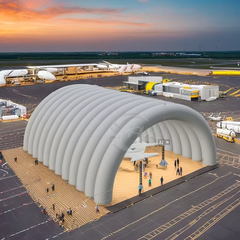 高風抵抗インフレータブル航空機ハンガードーム屋外スポーツ構造倉庫