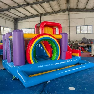 Castillo inflable de salto colorido de PVC de alta calidad con tobogán, fácil de montar, para uso comercial en interiores y exteriores