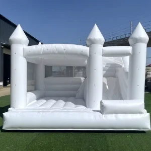 Hnkidsfun All White Commercial Grade PVC Bouncy Castle EN14960 EN71 Certified 3 Year Warranty for Outdoor Weddings Events