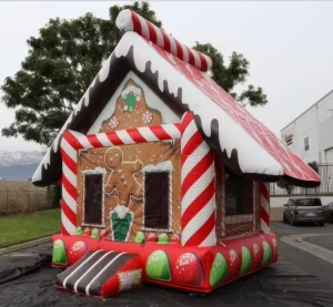 Holiday Castillos Party Candy Commercial Inflatable Bouncy Bouncer Santa Jumping Castle Christmas Bounce House 0.55mm PVC