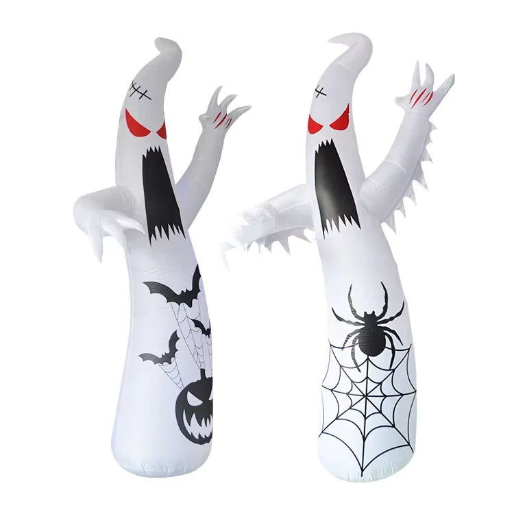Décoration de fête d'Halloween gonflable de 12 pieds avec fantôme blanc et lumière LED
