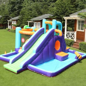 Palline da dart per feste in casa, scivolo d'acqua estivo, casa gonfiabile per bambini, castello gonfiabile per 4 persone