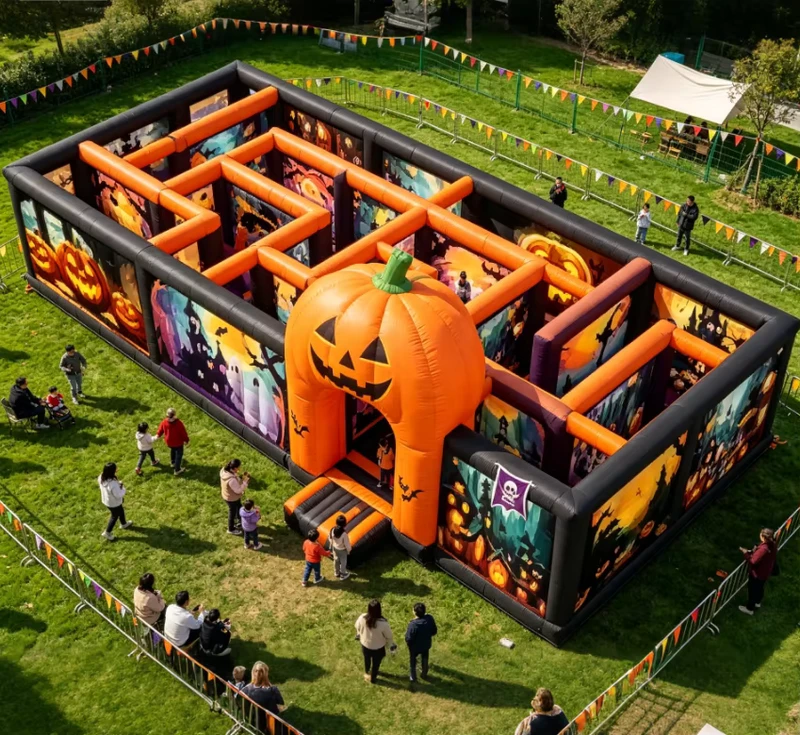 Horror Halloween Inflatable Doolhof Commercieel Halloween Doolhof Verstoppertje Haunted Clownhuis