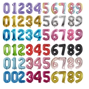 Hot Selling 16 32 40 Inch Number Foil Balloon 50PCS Birthday Party Decoration Aluminum Foil 1 to 9 16 Inch Inflatable Balloon