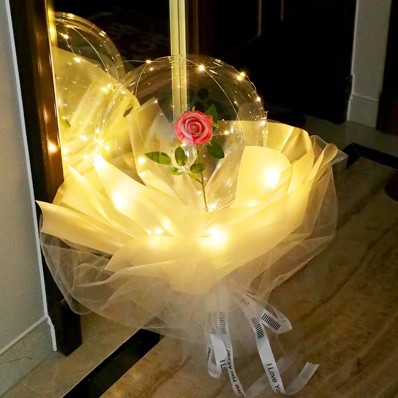 Bán chạy bóng Bobo bơm hơi với đèn LED, bóng bay helium cho tiệc, bóng bobo trong suốt LED cho Giáng sinh