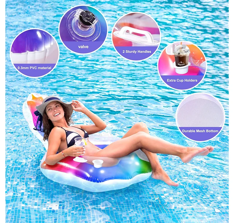 Pelampung Kolam Renang Inflatable PVC dengan Sandaran untuk Musim Panas