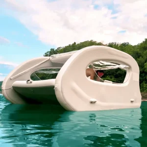 House Boat Inflatable Electric Boat 3 to 10 Person Use White Gray Comfort Space