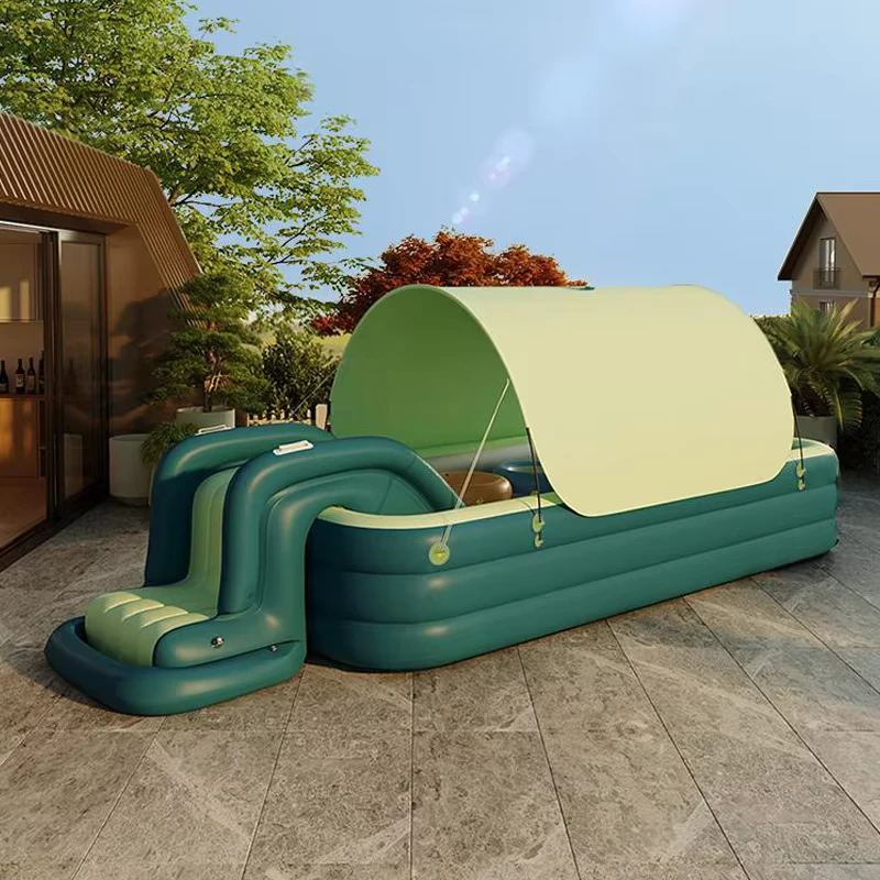 Haushalts-PVC aufblasbarer Swimmingpool mit Sonnendach, Kinder Außen-Baby-Rutsche, Freizeitpool, Wassersportpool