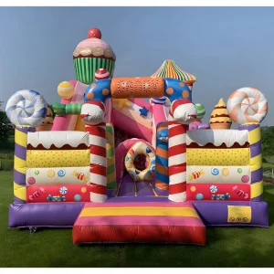 Huatong Inflatable Bounce Castle With Slide Inflatable Playground Combo Pink Candy Jumping Castle for Kids