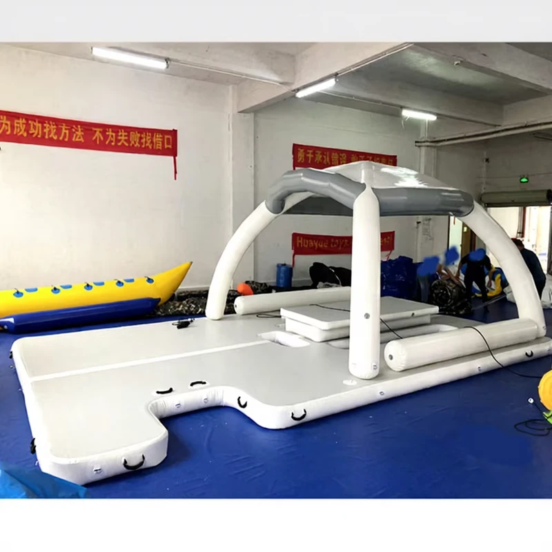 Huayue Toys Inflatable Floating Dock Platform Swim Deck Water Play Equipment Floating Dock Island Water Party
