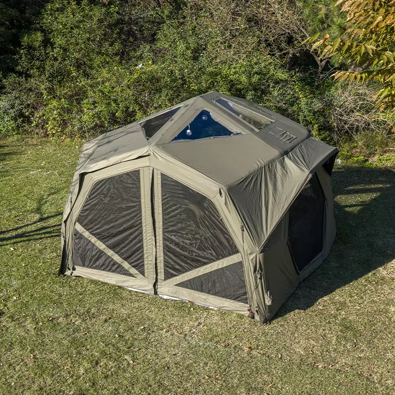 Tenda Inflável Hubshelter Pro Verde Exército Quatro Estações Durável Camping Família Grande Tenda Inflável Portátil