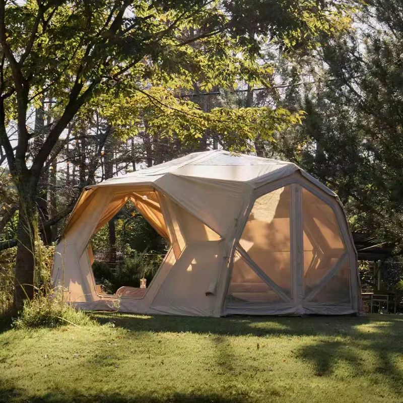 Hubshelter Pro Air Tent Beige Family Camping Four Season Durable Camping Family Large Portable Inflatable Tent