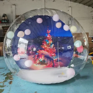 Globo de nieve inflable de PVC de tamaño humano, carpa globo clara con fondos