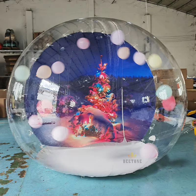 Globo di neve gonfiabile in PVC di dimensioni umane, tenda a bolle trasparente con sfondi