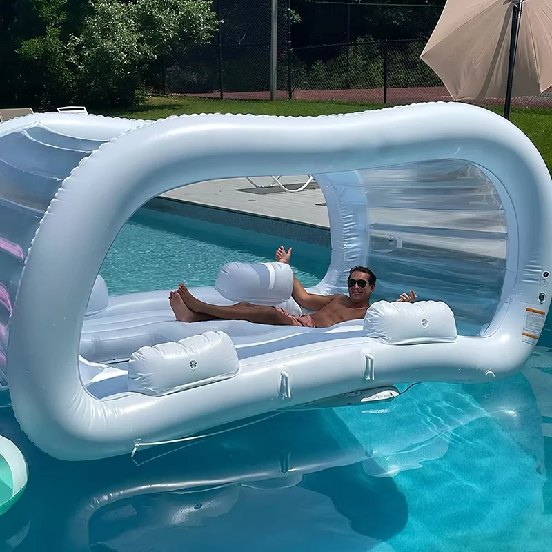 Chaise longue flottante hyaline, installation aquatique gonflable, bar flottant pour porche ou piscine, design rocking