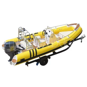 Yellow Hypalon 17-foot RIB 520 Inflatable Kayak with External Engine