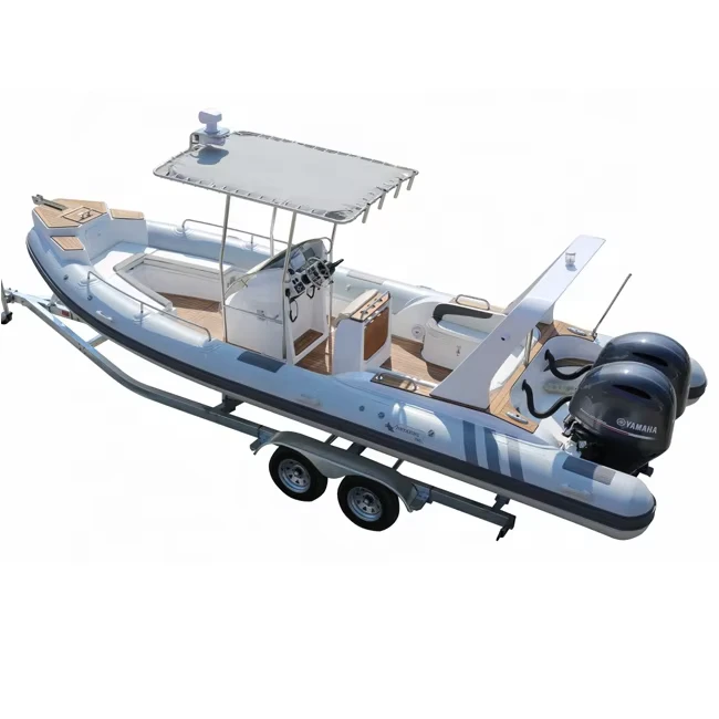 Gommone Rigid Inflatable Boat in Hypalon, Catamarano, Yacht, Scafo in Fibra di Vetro PVC, Barca da Pesca con Motore Fuoribordo per Uso Fluviale
