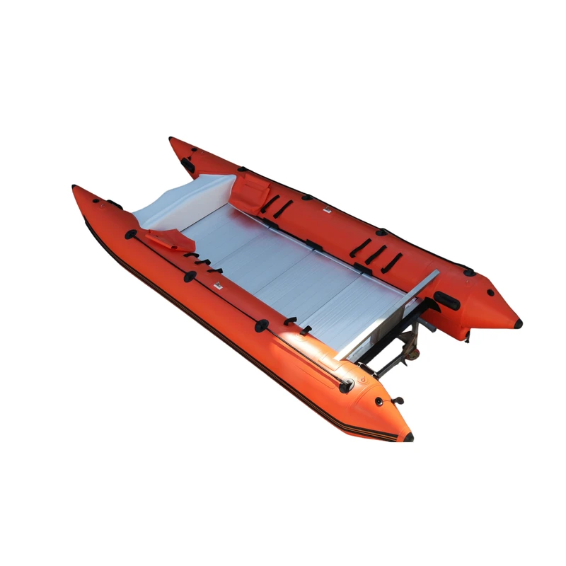 Hypalon or PVC Folding Stable Inflatable Catamaran Dinghy Mini Cat Boat for Fishing