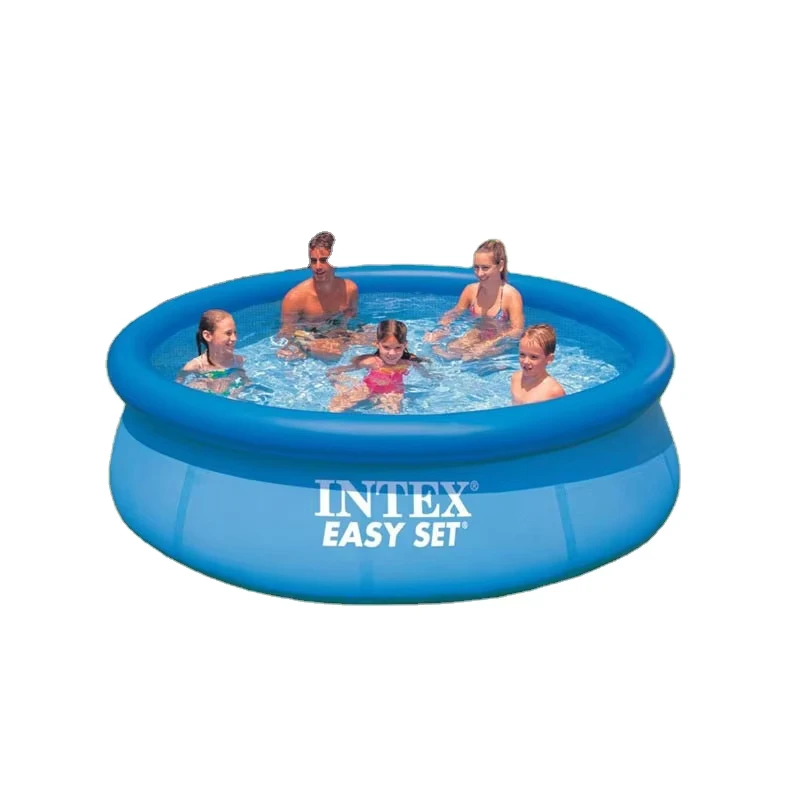 INTEX สระว่ายน้ำ PVC ขนาด 10 ฟุต สีน้ำเงิน สำหรับครอบครัว 305*76 ซม. ความจุ 3853 ลิตร ตั้งง่ายและรวดเร็ว สระว่ายน้ำเป่าลมกลางแจ้ง