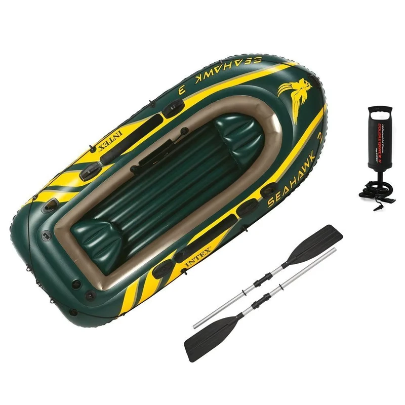 INTEX 68380 Escursione Seahawk Barca Gonfiabile per 3 Persone con Remi e Pompa