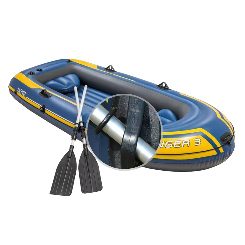 เรือพายแบบเป่าลม INTEX Challenger 3 ที่นั่ง PVC เรือยางสำหรับตกปลา พร้อมห้องลม 3 ห้องสำหรับล่องเรือในแม่น้ำและทะเลสาบ