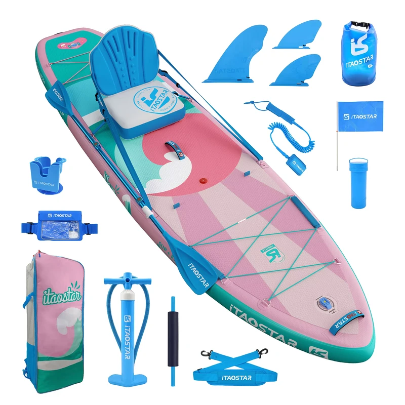 ITAOSATAR WAVE W01B 11'6"x36"x6" Prancha de Paddle Extra Larga com Assento, Acessórios Premium SUP, Pranchas de Paddle Infláveis