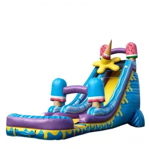 Ice Cream Popsicle Themed Eco Friendly PVC Inflatable Pool Water Slide Kids Summer Backyard Play Equipment Commercial Grade