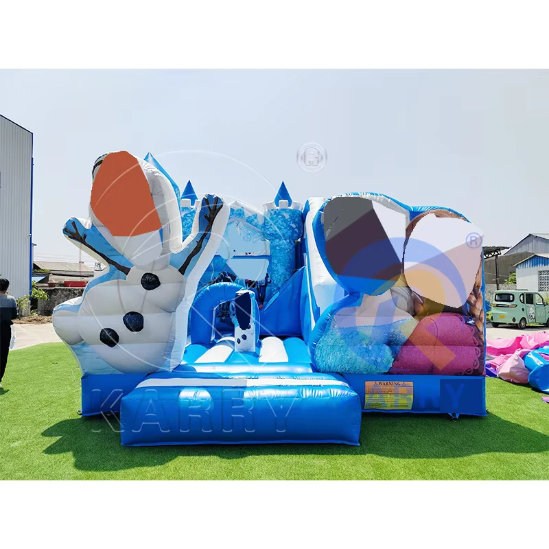 Mundo do Gelo e da Neve - Combo de Escorrega Inflável com Tema de Animais do Polo, Castelo de Saltos para Festas de Crianças ao Ar Livre