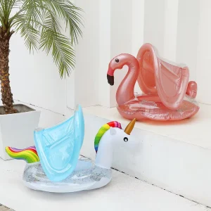 In Stock Inflatable Eco friendly PVC Water Sport Sequined Unicorn Flamingo Children’s Swimming Ring Seat for 2 6 Years Old