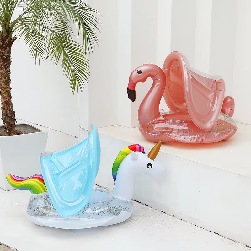 Op voorraad opblaasbare milieuvriendelijke PVC watersport sequined eenhoorn flamingo zwemband voor kinderen van 2 tot 6 jaar