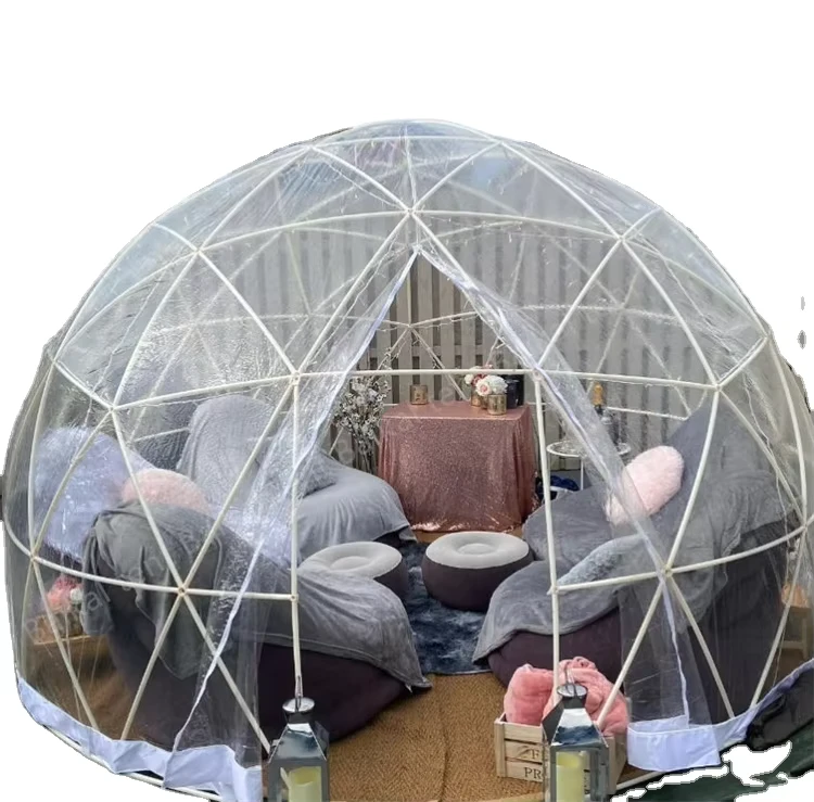 In magazzino, tenda igloo gonfiabile trasparente di lusso da 3,6 m, tenda a cupola trasparente