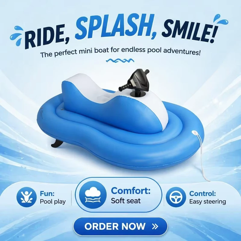 In stock Electric Inflatable Bumper Car Floating Raft With Propeller Blue Adult Pool Leisure Toy PVC