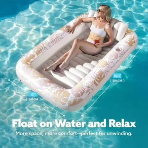 In stock PVC Inflatable Double Raft Maple leaf Lounger Foldable Float Bed Black style Sunbathing Pool