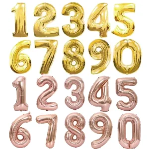 Paquete Individual de 32 Pulgadas, Decoraciones de Helio para Aniversario, Globos de Fiesta Inflables con Número de Foil