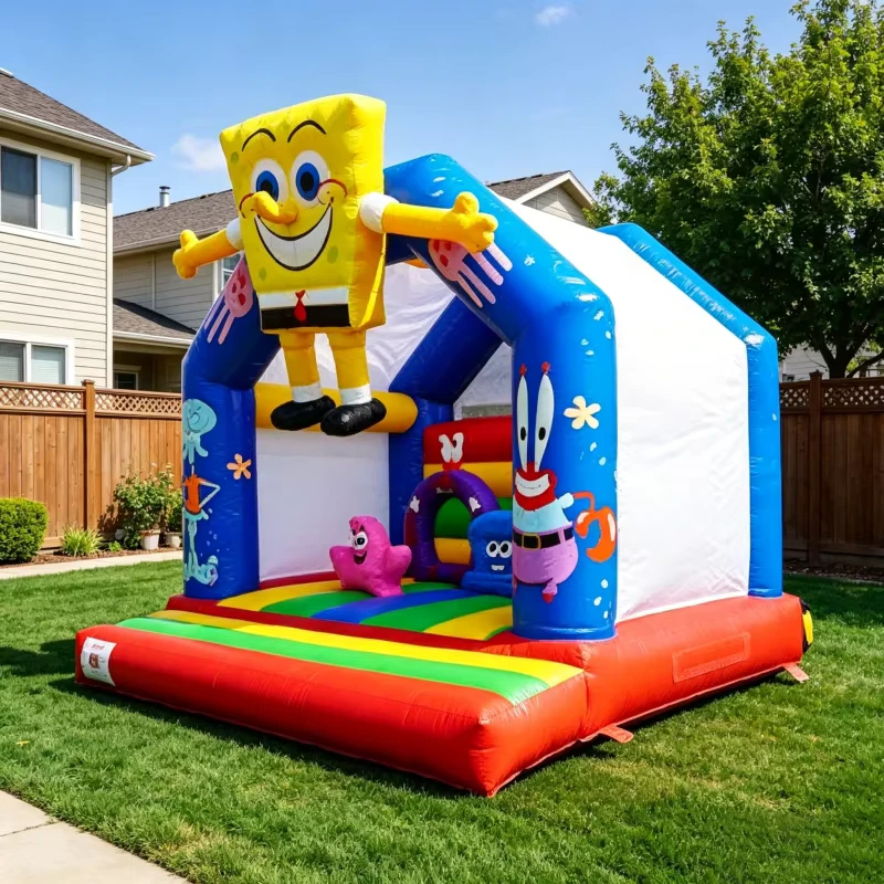 Castello Gonfiabile per Bambini in PVC per Gioco Indoor e Outdoor per Feste di Compleanno in Giardino e Asilo