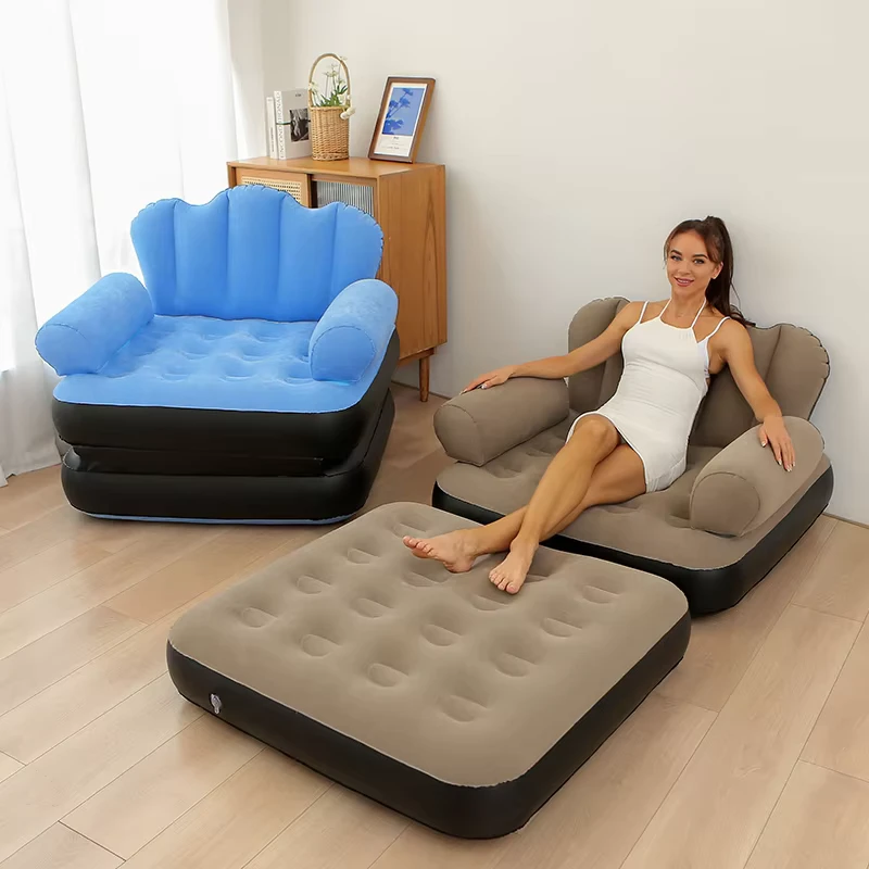 Kursi Sofa Inflatable Flocked PVC Dalam dan Luar Ruangan, Furnitur Ruang Tamu, Sofa Bed Inflatable