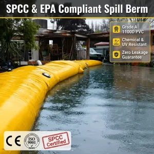 แบริเออร์น้ำท่วมเป่าลมอุตสาหกรรม 650gsm ท่อ PVC หนักที่เติมน้ำ ป้องกันน้ำท่วมเชิงพาณิชย์สำหรับแม่น้ำ