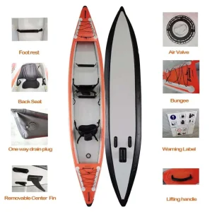 InflaToGo Inflatable Kayak 2 Person Foldable Portable Eco friendly 1 Year Warranty Beach Fishing Touring with Seat Pump Paddles