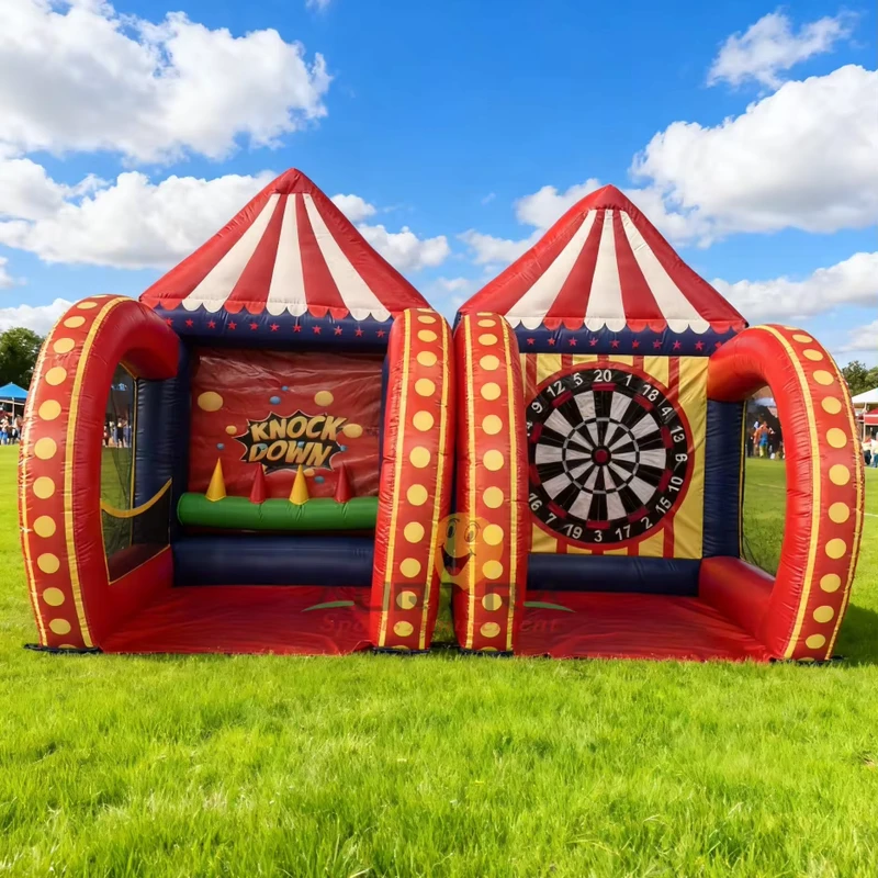 Juego Interactivo de Dardos Inflable 2 en 1 Knock Down para Alquiler de Fiesta, Grado Comercial de PVC