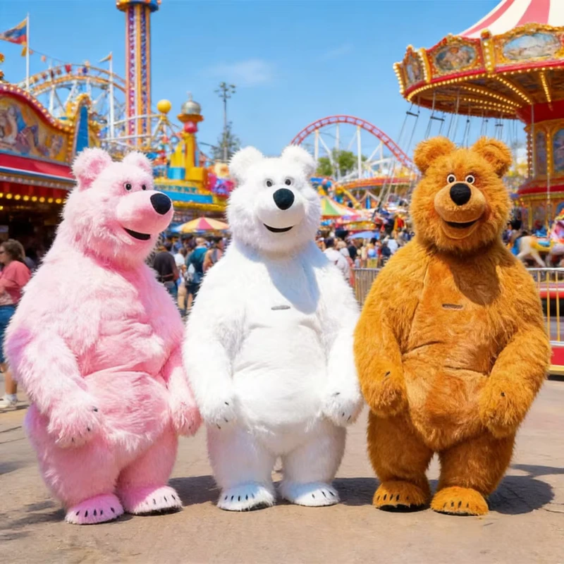 Inflatable 2m 2.6 3m High Inflatable Brown Bear Mascot Costume For Parade Walking Costume Suits