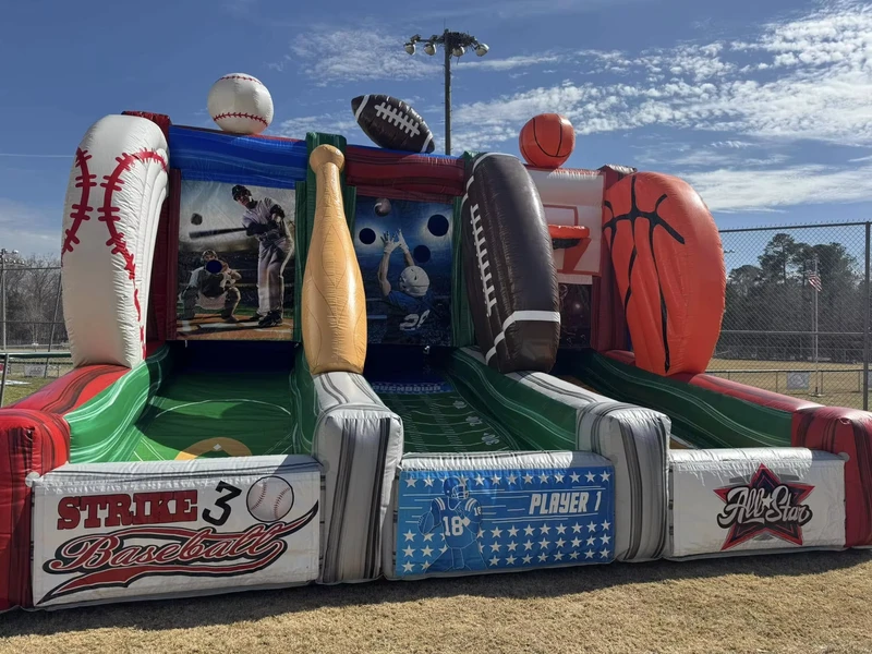 Inflatable 3-in-1 Toy Including Basketball Soccer and Baseball Games Suitable for Commercial Activities