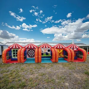 Permainan Karnaval Inflatable 5 dalam 1, Kombinasi Bola Basket, Sepak Bola, Dart, dan Cincin Tematik