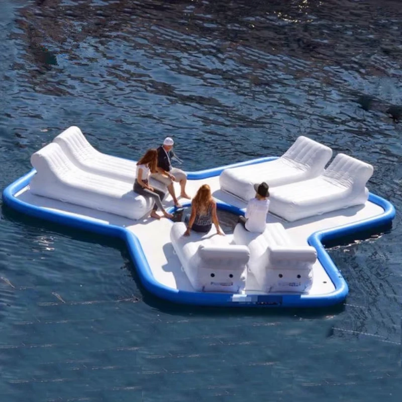 Inflatable Air Mat Floating Island Pool Float Water Bar Lazy River Lounges