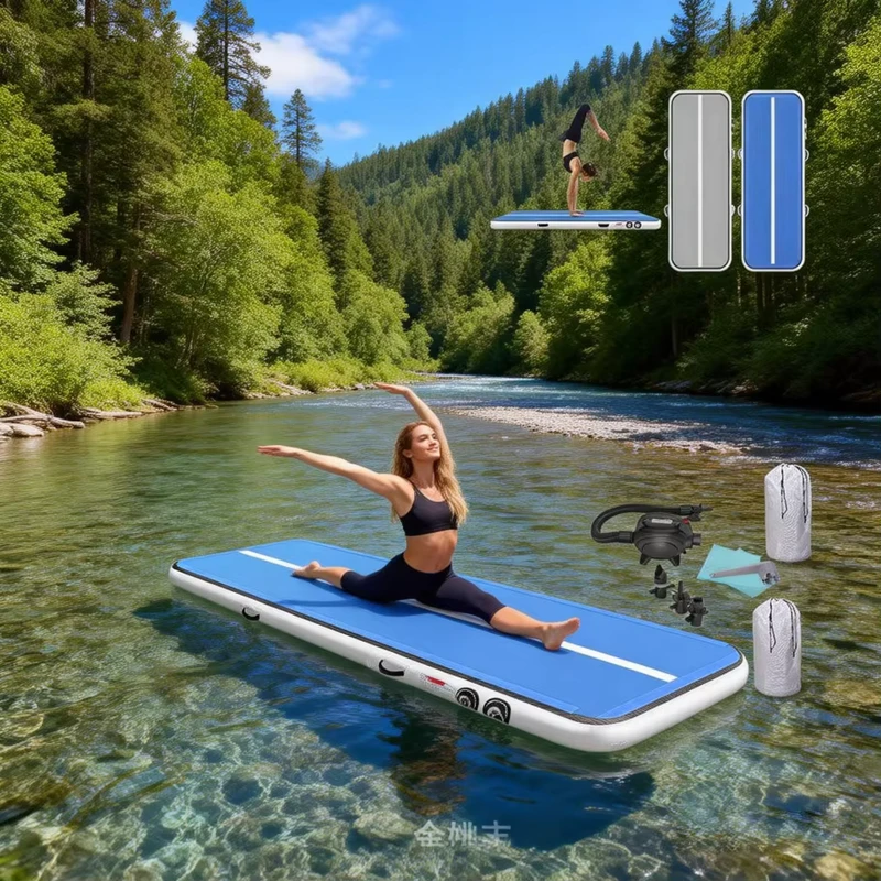 Mat Air Tiup Track Udara dengan Struktur Diperkuat untuk Yoga, Tumbling, dan Pelatihan Olahraga Air