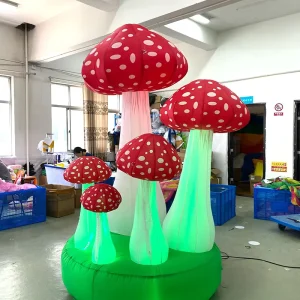 Opblaasbare Alice in Wonderland Paddenstoel Lichtdecoratie met ingebouwde ventilator Duurzaam & Winddicht Oxforddoek voor tuin gebruik